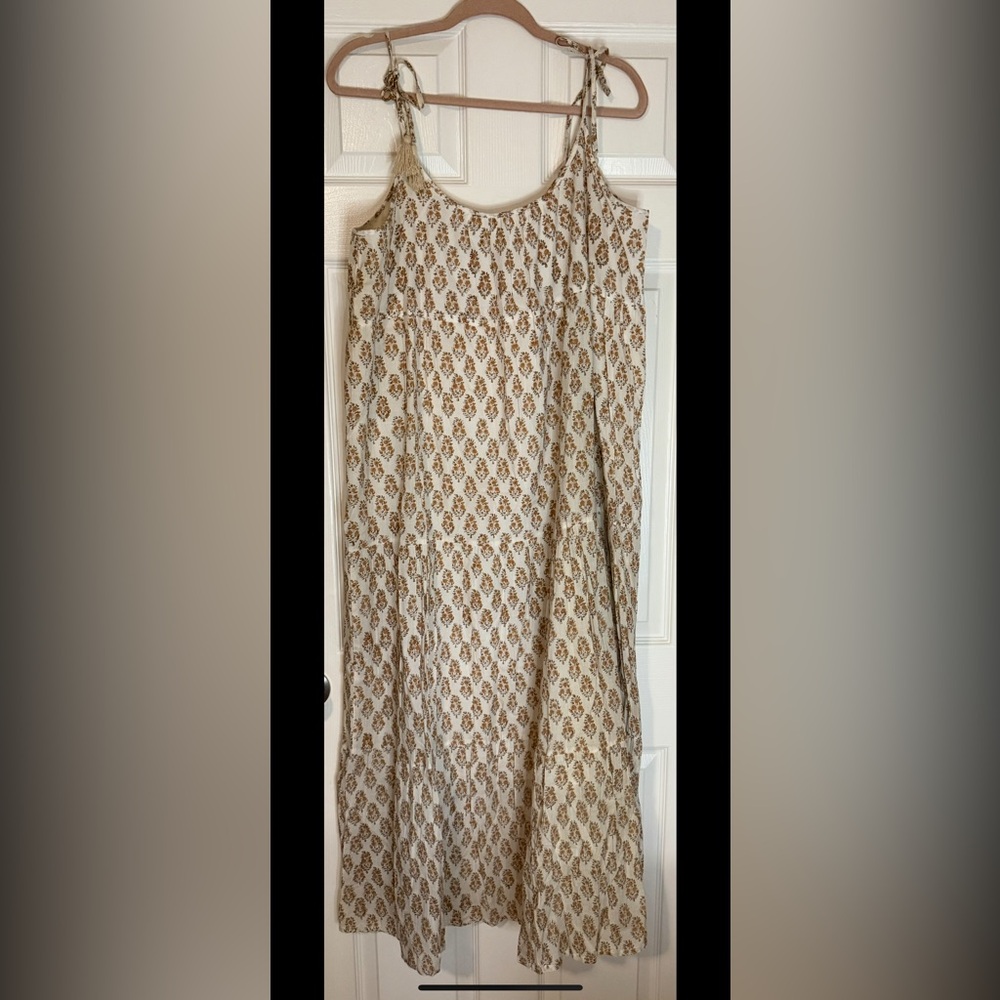 Marea by Liz Joy NWOT Cream Block Print Maxi Dress.
